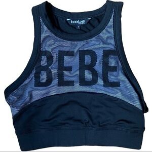 Bebe sport size small sports bra, can add pads, black bra with mesh, whi…